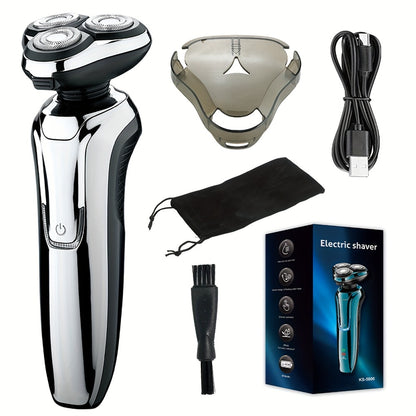 4D Floating Electric Shaver for Men - Triple Blade Waterproof Razor with LED Battery Display & Type-C Fast Charging, High-End Grooming Gift for Men & Fathers