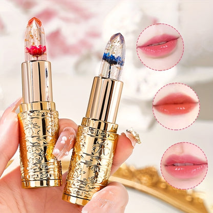 Color Changing Lipstick Set 6-Pack Jelly Flower Lip Balm Temperature Activated Tint Hydrating Squalane Formula Long Lasting Moisturizing Lip Gloss
