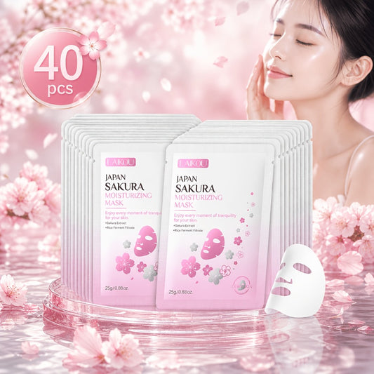 40pcs Japan Sakura Sheet Mask Suitable for All Skin Types - Hypoallergenic, Formaldehyde-Free & Fragrance-Free, Travel-Size Hydrating Face Masks, Portable for -the, Ideal Gift for or Dry Skin ( &)