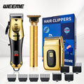 WEEME 1pc/3pcs Men'S Hair Clipper, Golden Hair Clippers LCD Display, USB Rechargeable, Guide Combs, Trimmer And Shaver, With Cleaning Brushes, Gift For Men
