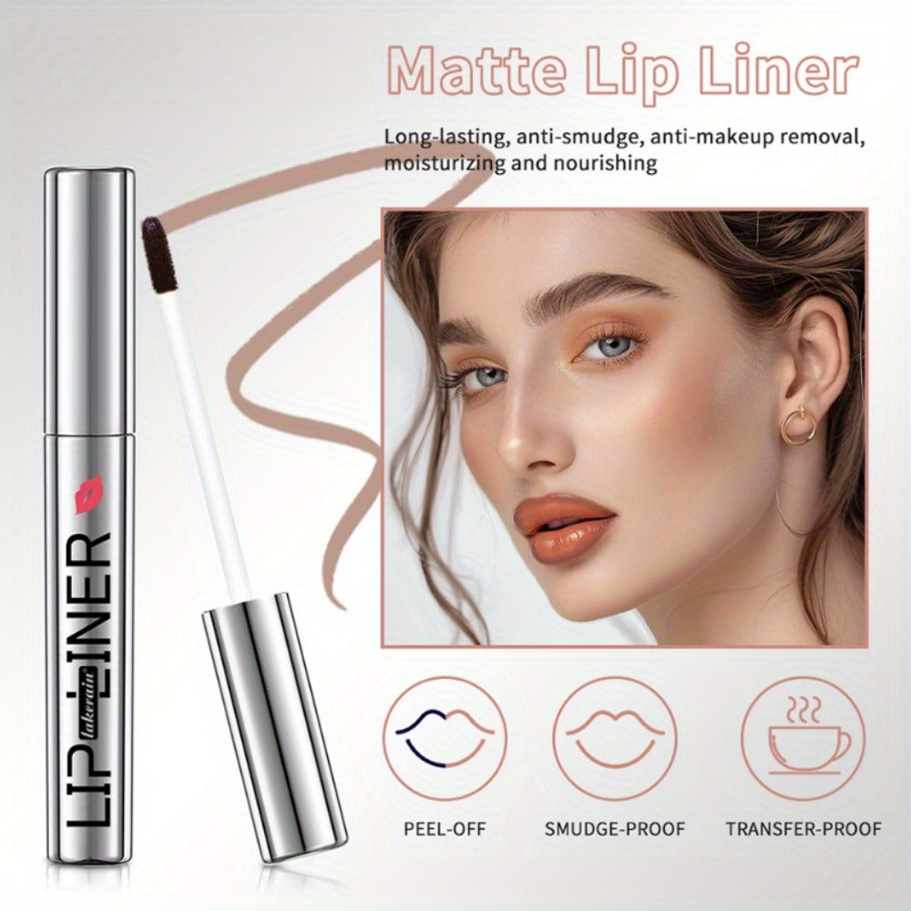 Lip Liner & Lip Stain 2-in-1 Pen Set of 4 — Waterproof Smudge-Proof Matte Lip Tattoo with Natural Acid Formula, Long-Lasting Transfer-Resistant Lip Makeup in 4 Colors