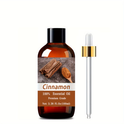 Pure Cinnamon Essential Oil for Massage Aromatherapy 100% Therapeutic Grade Warming Spicy Scent Scalp Hair Skin Care Diffuser Relaxation Meditation Gift for Women Men 100ml 3.38oz
