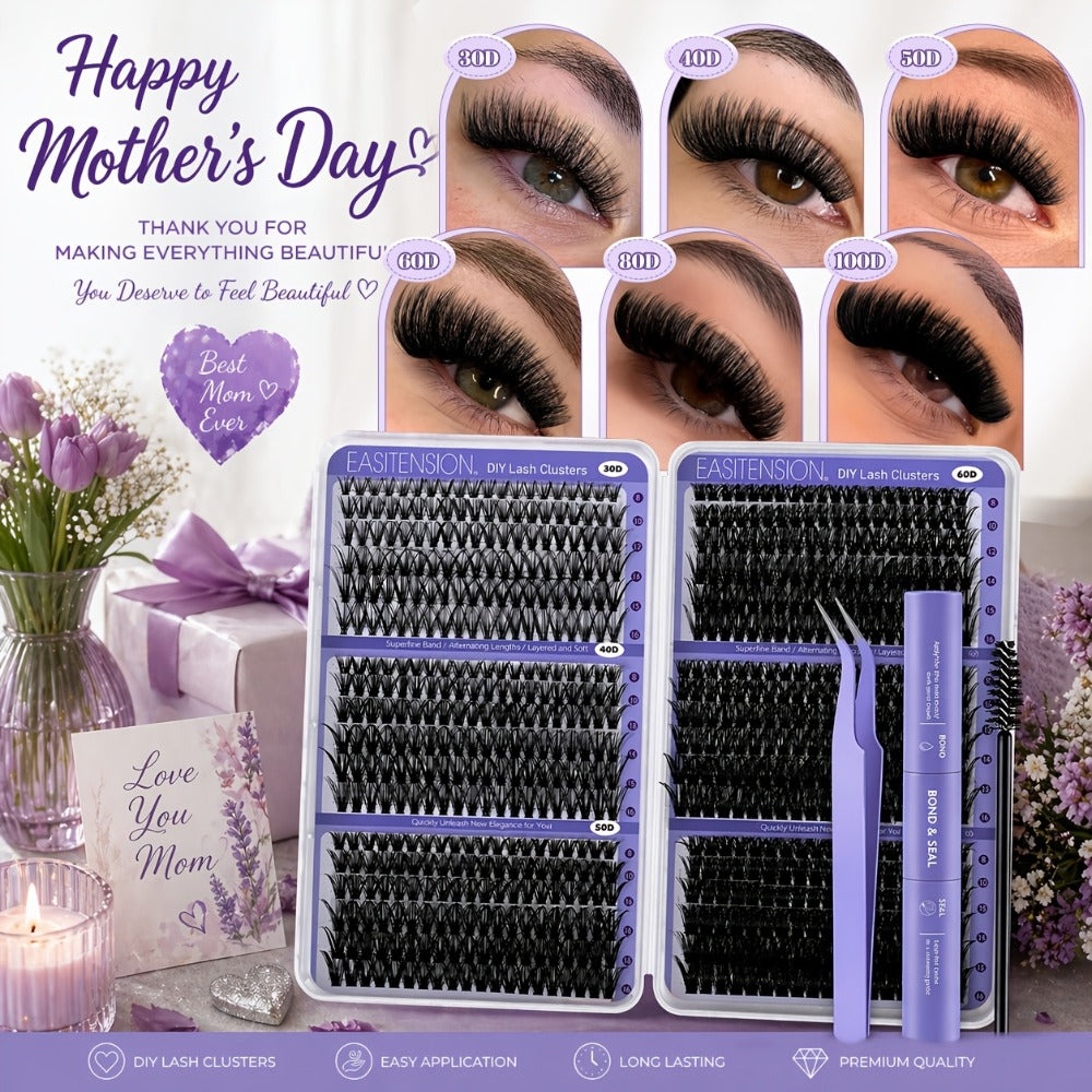 708pcs Wispy Volume Eyelash Extensions Mixed Length 30D-100D Volume Cluster Lashes Premade Lash Kit With Bond Seal & Applicator For Everyday Look, Party, Travel And Events