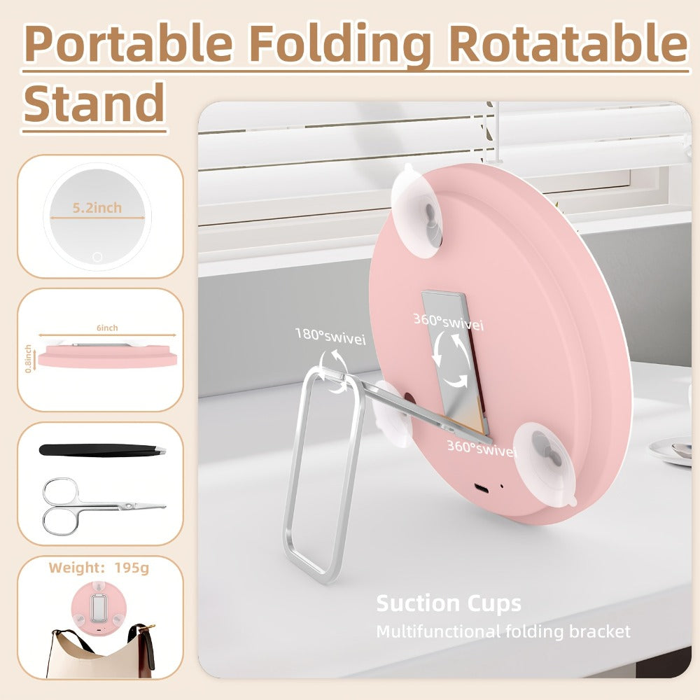 LED Illuminated Magnifying Mirror, 30X Lighted Makeup Mirror, Travel Makeup Mirror, 6-Inch Pocket Handheld Makeup Mirror, Hanging Magnifying Mirror, Rechargeable Pocket Makeup Mirror, Gift for Men and Women; Mother's Day Gift, The Best Choice