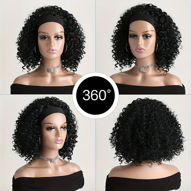 [Wigs for Women] Headband Wig Curly Wavy Wig Synthetic Wig Beginners Friendly Heat Resistant Elegant for Daily Use Wigs for Women