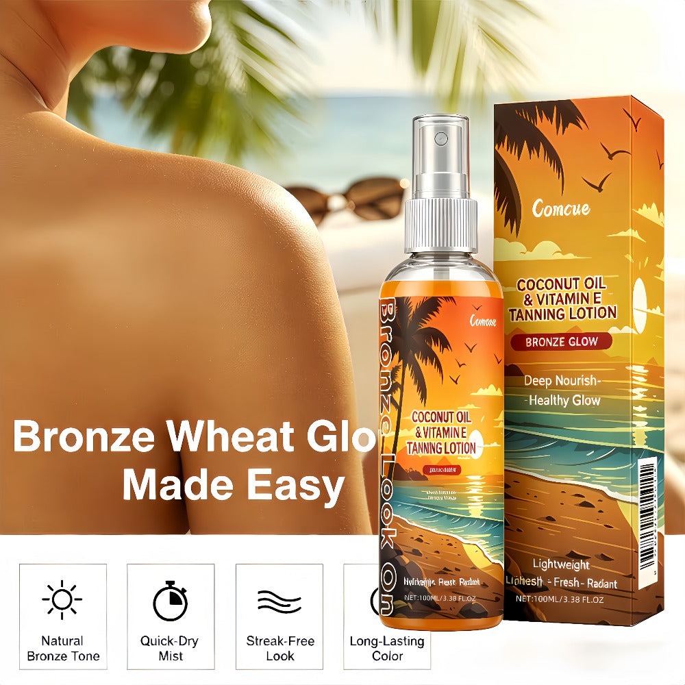 Coconut Oil Self-Tanning Spray: Achieve a Bronze Glow And Get a Sun-Kissed Complexion Quickly And Easily. This Indoor Self-Tanning Spray Provides Hydration And Nourishment, Comes in a Portable Bottle, And Lets You Tan Without The Sun