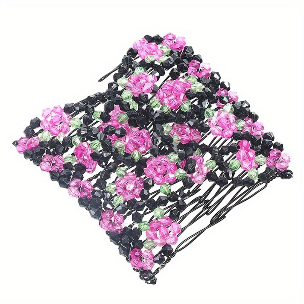 Hair Accessories Set for Women Beaded Flower Hair Combs Hairpins Ball Head Disc Hair Clip Double Row Comb Elegant Bridal Wedding Daily Styling 6 Pieces