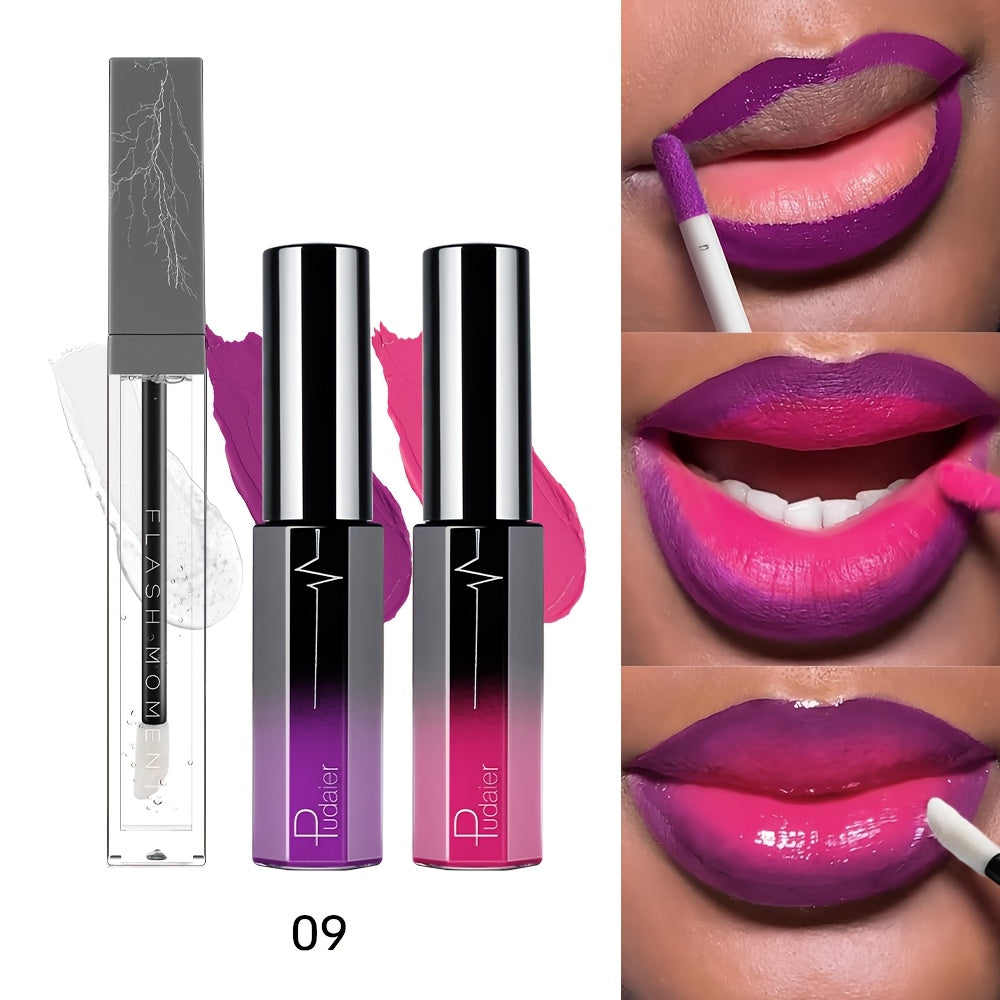 [Ideal Valentine's Day Gift] 3pcs Velvet Matte Lip Gloss Set, Long-Lasting Waterproof Lip Oil, Non-Stick Cup, Glossy End, All Skin Types, Berry Tones, Adult, Ideal Valentine's Day Gift