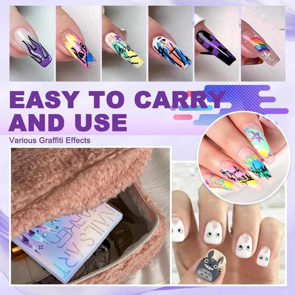 12pcs DIY Nail Art Pens Fashion Nail Art Fine Decorations - Easily Create Complex Designs - Easy-to-Use Multi-Occasion DIY Nails - 0.5mm Nail Art Pen Set - Ideal Christmas & New Year Gift