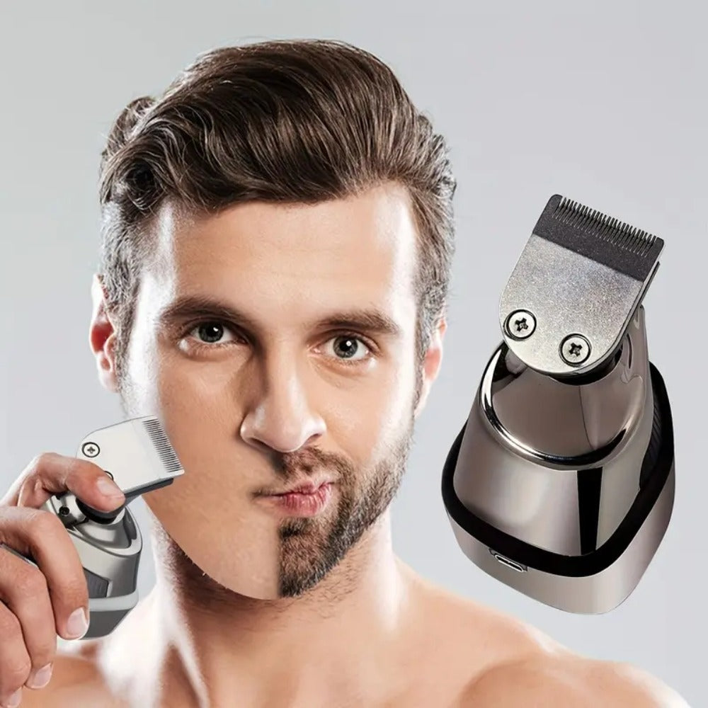 Men's Electric Nine-bit Bald Head Machine, USB Charging, Optional Five-in-one Suit Consisting of Cleanser, Hair Clipper, Cleaning Brush and Nose Hair Cleaner, a Set of Multi-purpose, Suitable for Personal Use or Gift Giving.
