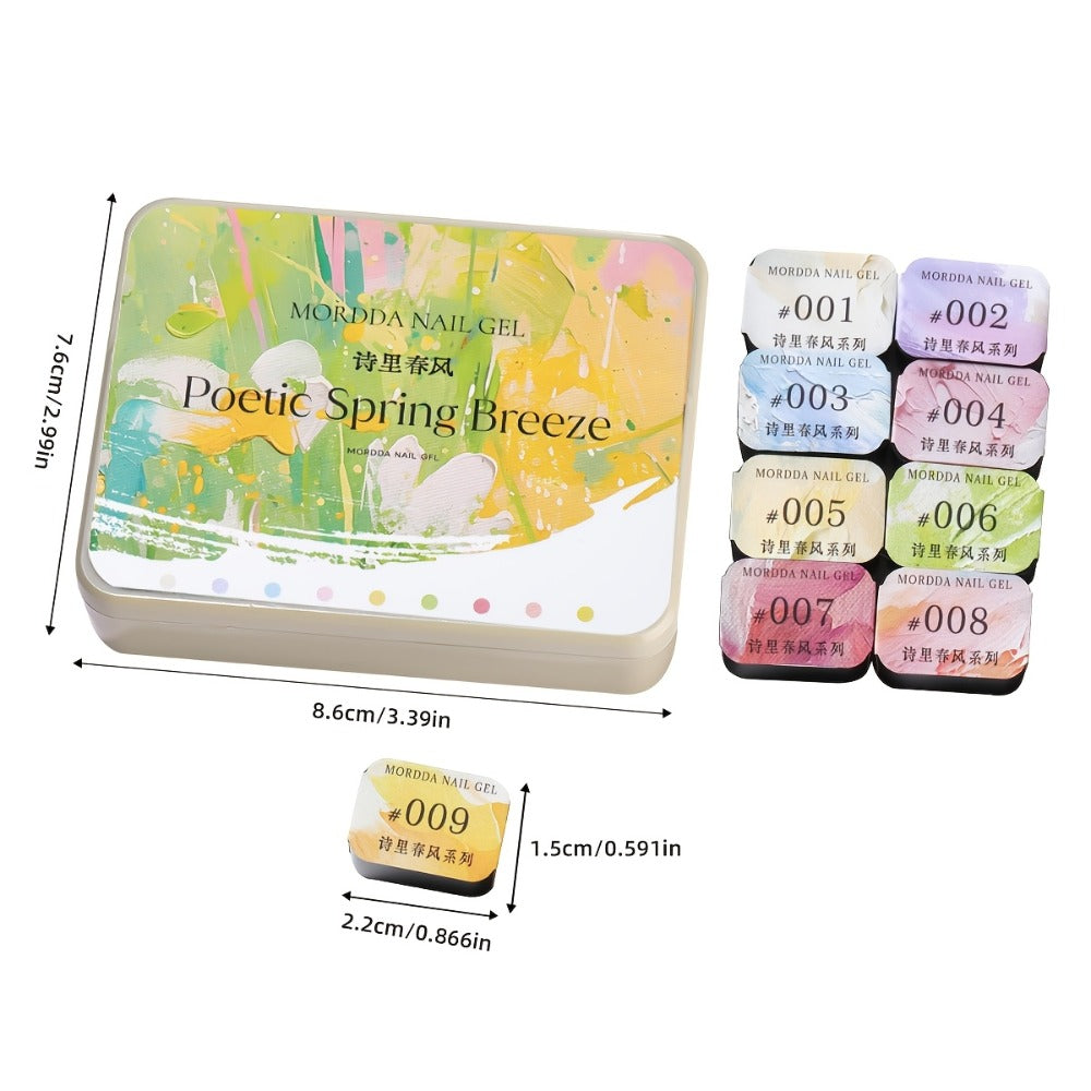 MORDDA 9pcs Gel Nail Polish Set, Chic Breeze Solid Gel Polish Kit, UV LED Soak-Off Nail Gel, High Saturation Creamy Texture, Long-Lasting Shimmer, With Alcohol-Free Formula For Salon And DIY, Ideal For Christmas And Festive Gifts