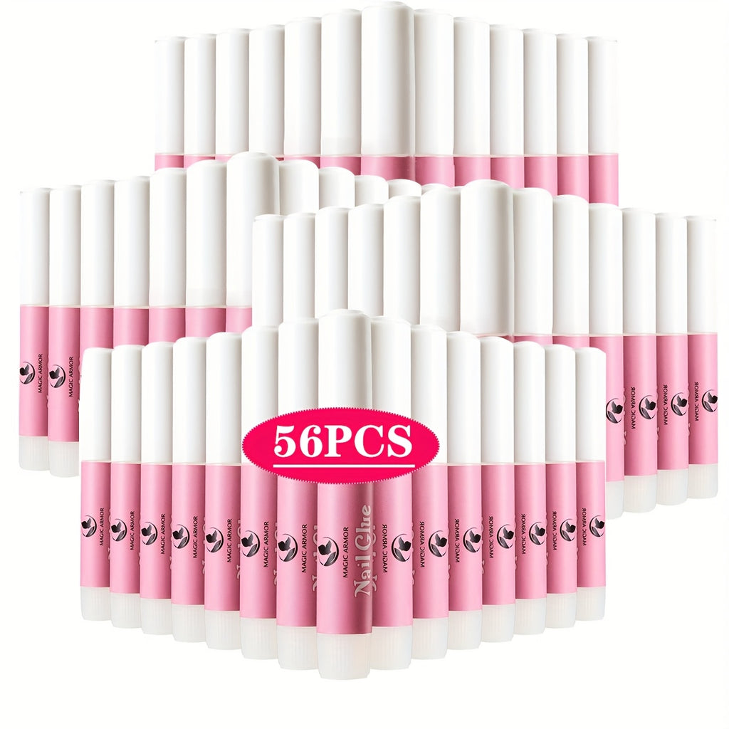 Nail Glue for Press On Nails 56pcs Professional Strong Adhesive Bonding Gel for Acrylic Nails DIY Manicure Pedicure Long-Lasting Liquid Formula Nail Sticker Glue