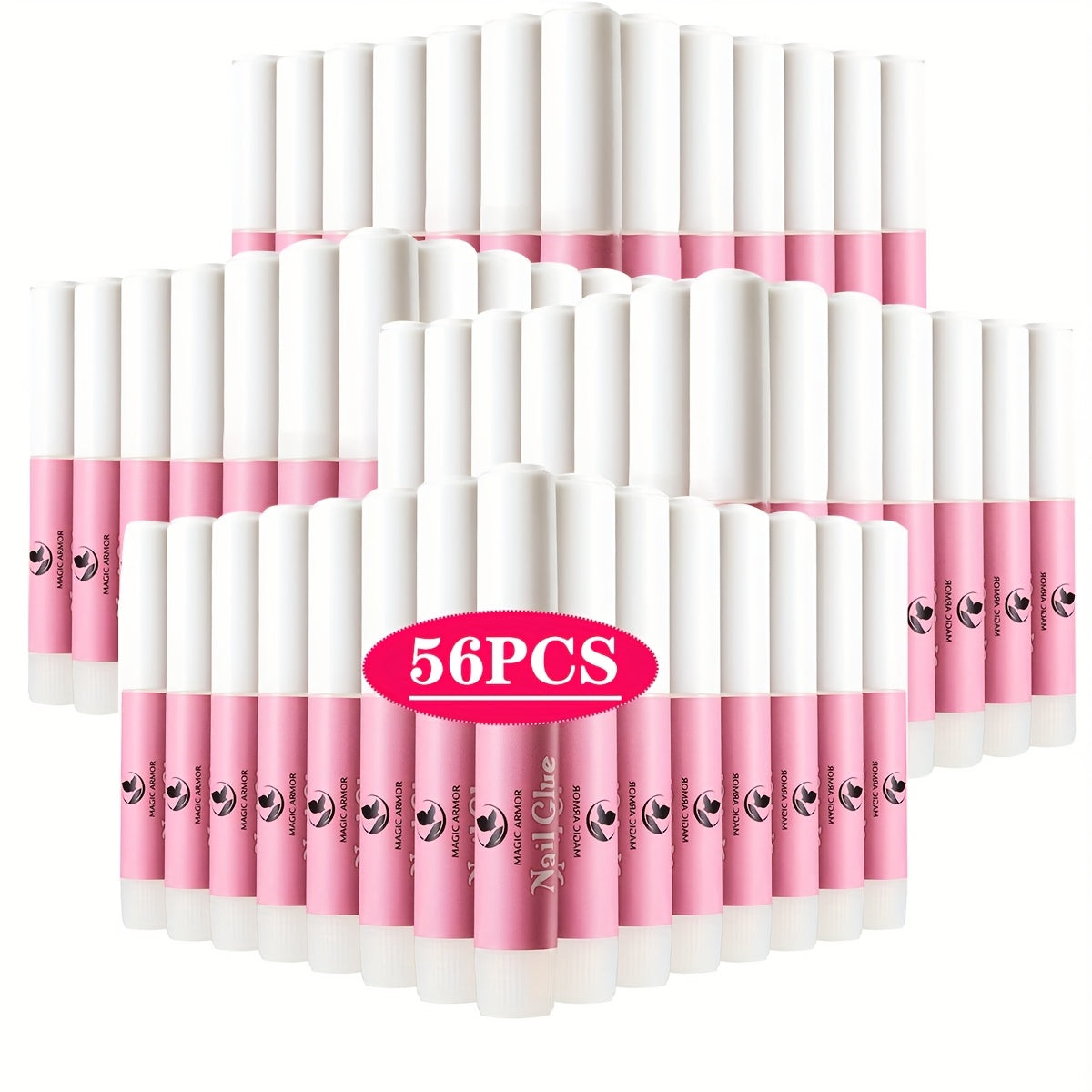 Nail Glue for Press On Nails 56pcs Professional Strong Adhesive Bonding Gel for Acrylic Nails DIY Manicure Pedicure Long-Lasting Liquid Formula Nail Sticker Glue