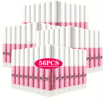 Nail Bonding Gel 56pcs Bulk Pack Strong Instant Adhesive for Press On Nails Acrylic Tips — Fast Dry Long-Lasting Clear Liquid Nail Glue for DIY Manicure Pedicure Nail Sticker Home & Salon Women
