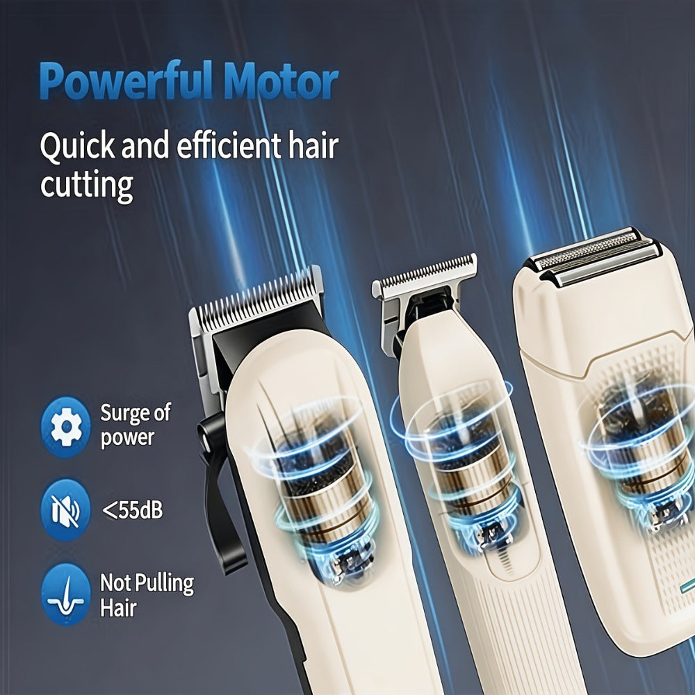 Golden Hair Clipper Professional Set, Men's Hairdresser Set, USB Charging, Large-capacity Battery Life, LCD Display Power, Business Travel Essential, Perfect Gift for Dad, Son, Brother and Friends
