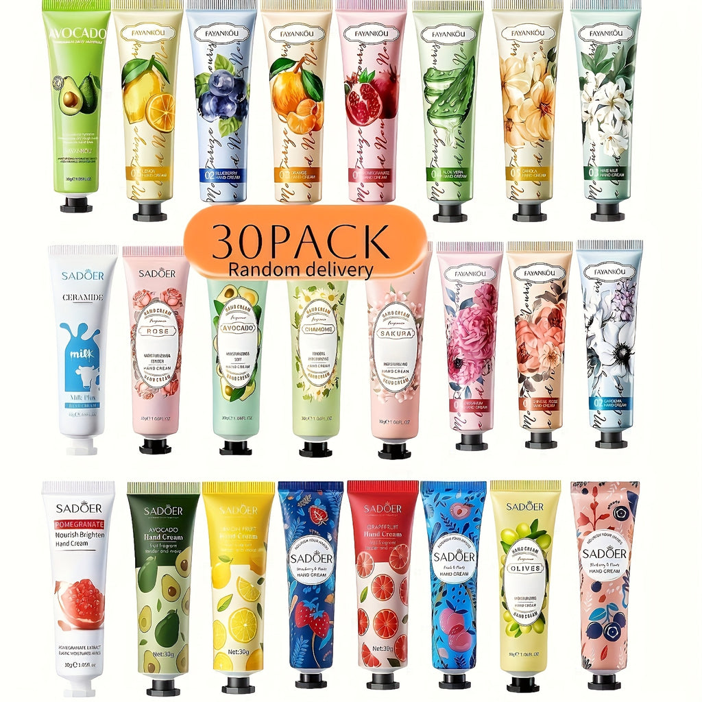 [Wedding Season Favors] Sadoer 30-Piece Hand Cream Set, Shipped Randomly - Winter Moisturizing Plant-Scented Lotion, Suitable For Dry And Cracked Hands And Body - Hand Care Moisturizing Cream, Mini Hand Cream Travel Set, Wedding Season, Wedding Favors