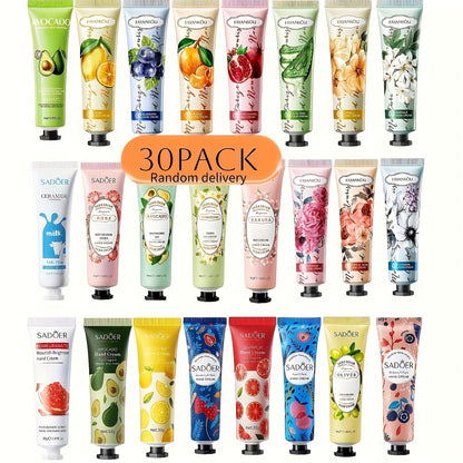 Mini Hand Cream Set 30pcs Travel Size Moisturizing Lotion Lactic Acid Glycerin Dry Cracked Hands Body Care Plant Scented Wedding Favors Gift Bulk Sadoer