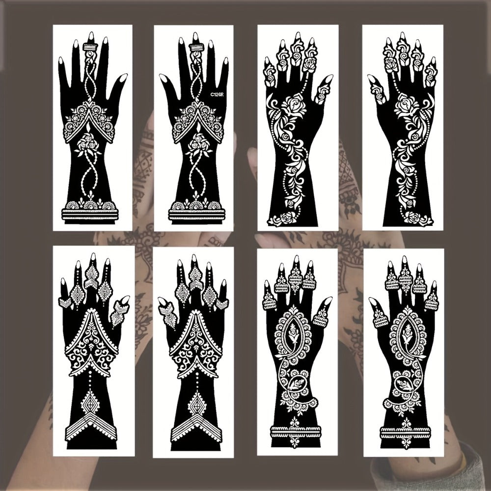 Set of 8 Temporary Tattoo Stencils Featuring Vintage Ramadan Designs, Perfect for Brides, Valentine'S Day, New Year Celebrations, And Body Art