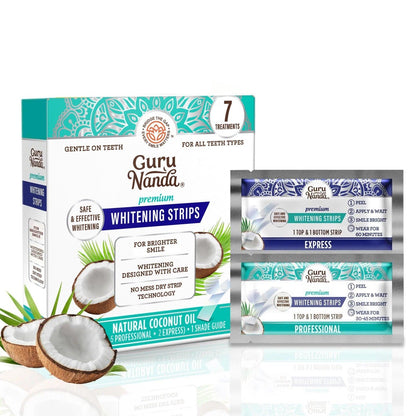 Teeth Whitening Strips 7-Day Treatment with Non-Slip Dry Strip Technology, Hydrogen Peroxide & Coconut Oil Formula, Removes Coffee Wine & Smoking Stains, Easy Peel-Off Design for Brighter Smile