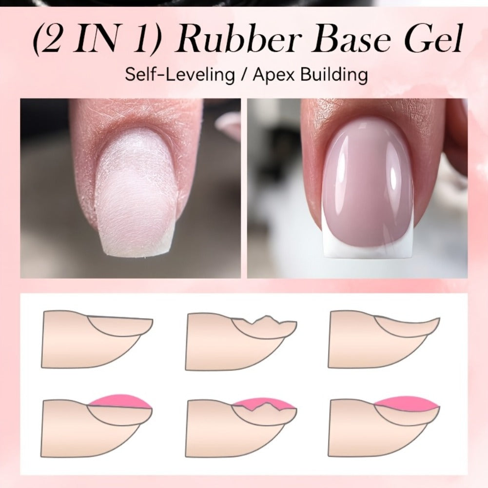 LILYCUTE 0.24oz 6pcs 2 In1 Rubber Base Gel Nude Pink Color Soak Off LED Semi Permant Self-leveling Gel Nail Art Varnish