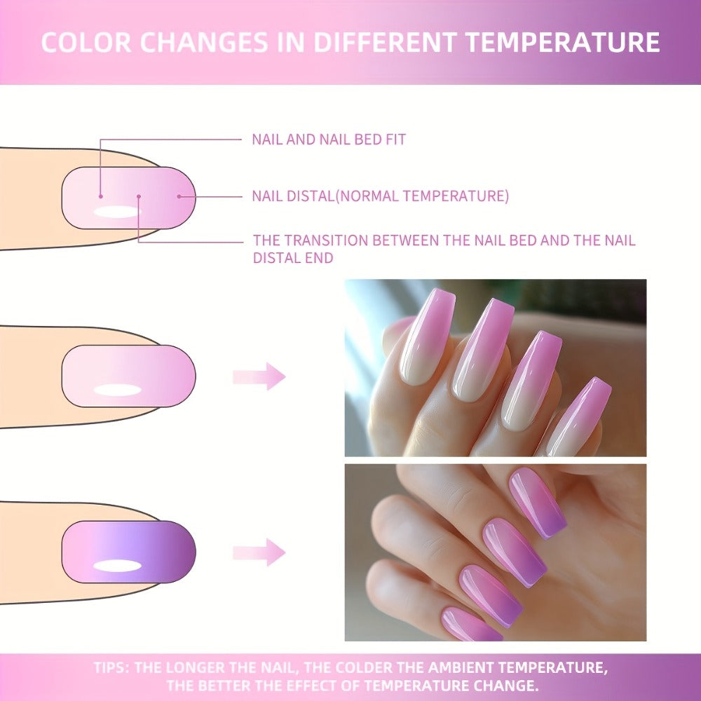 XEIJAYI Frame Bottle Temperature-Responsive Gel 6pcs-- Spring And Summer New Nail Art Series 6pcs Set, Glittery Heat Gel Nail Gel with Color-Changing Nails Salon Design Colorful Shiny Glossy Fashion LED Nail Art for DIY Manicure