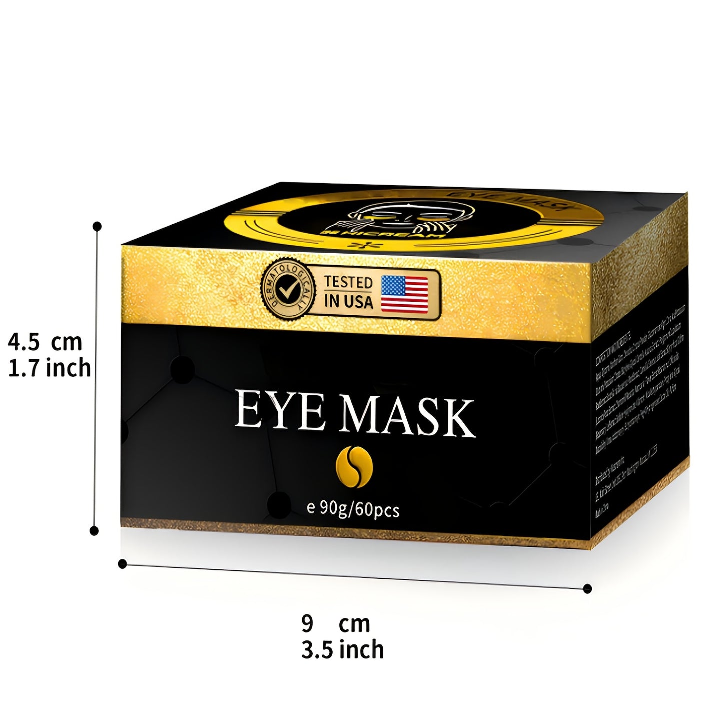 Under Eye Patches 24K Gold Collagen Hyaluronic Acid Glycerin Moisturizing Plumping Anti-Dark Circle Unisex All Skin Types Travel Gift 60pcs