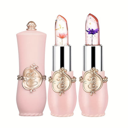 Color Changing Lipstick 12-Pack Flower Jelly Lip Balm Moisturizing Long-Lasting pH Temperature Reactive Tinted Lip Care Set for Women