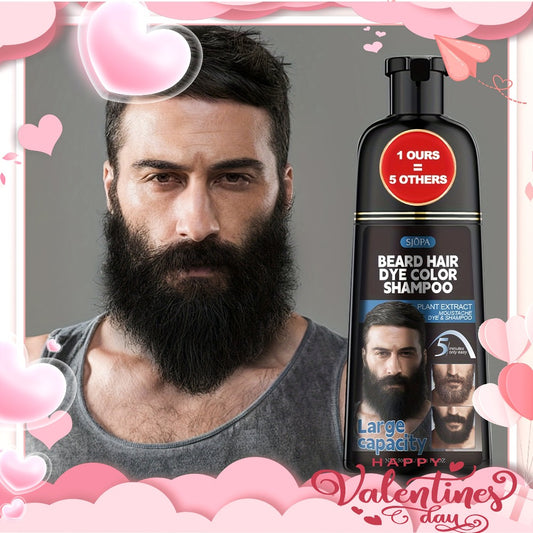 New Extra Large Capacity 16.91oz Men's Black Beard Dye, 3in 1 Beard And Hair Dye, Fast Blackening In 10-15 Minutes, Provides Care And Nourishment, Does Not Harm The Skin, Maintains A Natural Look, The Perfect Valentine's Day Gift