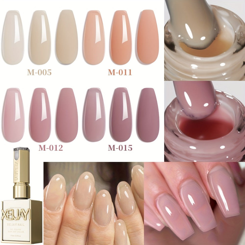 Spring Nail Art Fashion 2025 Bright Nails 4pcs/set 0.51oz New Trendy Icy Nude Nail Polish Semi Permanent Nail Dip LED Nail Salon DIY Nail Salon Gel