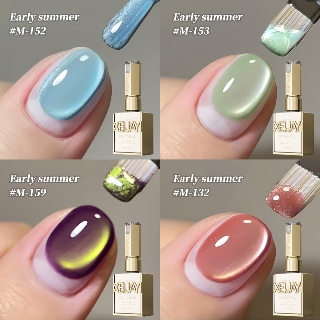 Trends for Cat Eye Nails in 2025: Holographic Nail Art in Four Colors, 0.51oz Reflective Cat'S Eye Magnetic Nail Gel for Soaking, LED Gel, Salon Quality Tools for Women'S Nail Art, Fashionable Nail Gel