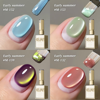 Holographic Cat Eye Gel Polish Set 4 Colors - Reflective Magnetic Nail Gel Soak-Off LED UV Nail Art Kit, Shimmering Cat Eye Effect for Salon DIY Manicure, Women's Nail Art, 0.51oz Each