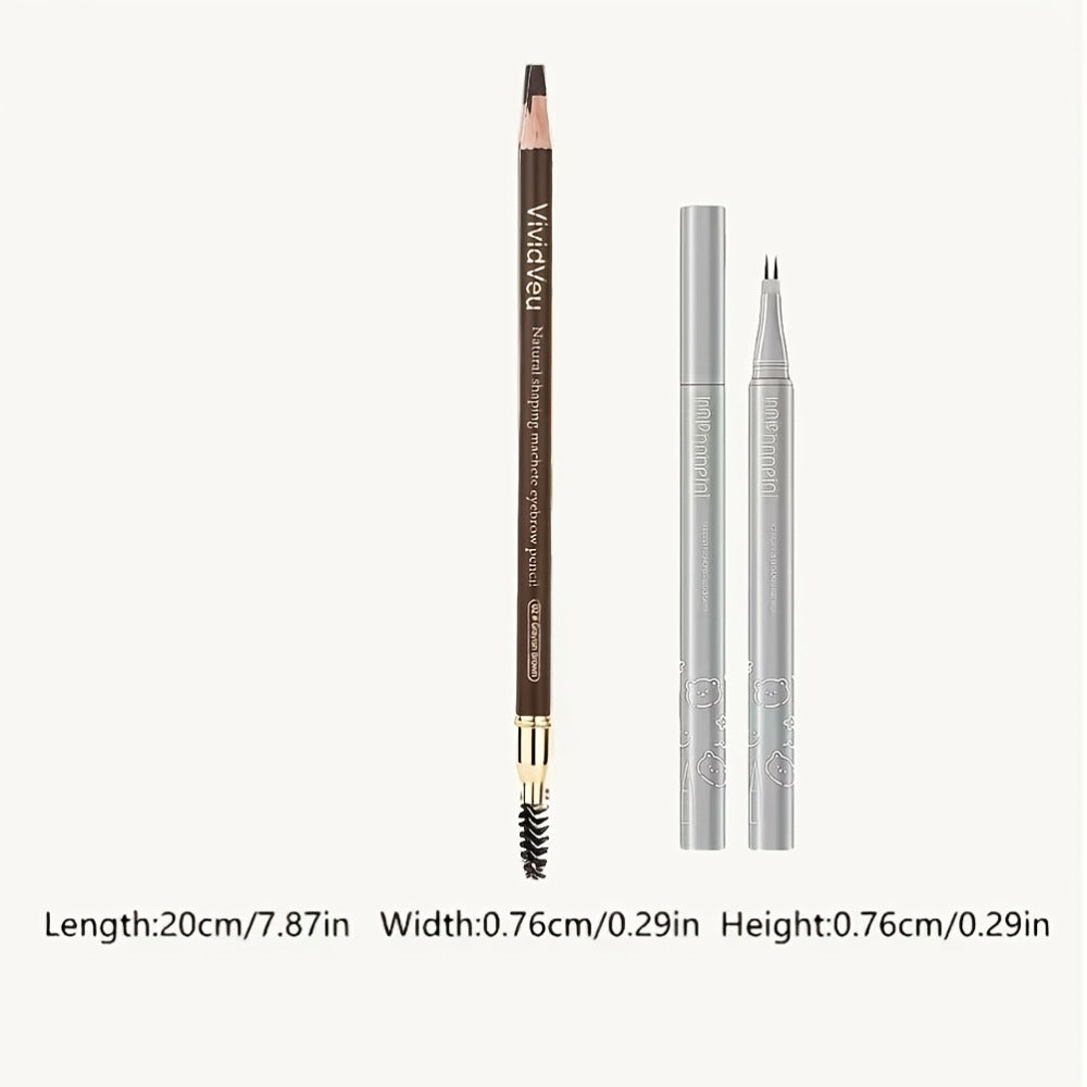 Waterproof Eyebrow Pencil 4 Pack with Eyeliner – Smudge Proof Long Lasting Dual-Ended Brow Pen with Spoolie Brush, Microblading Effect for All Skin Types, Perfect Gift Set