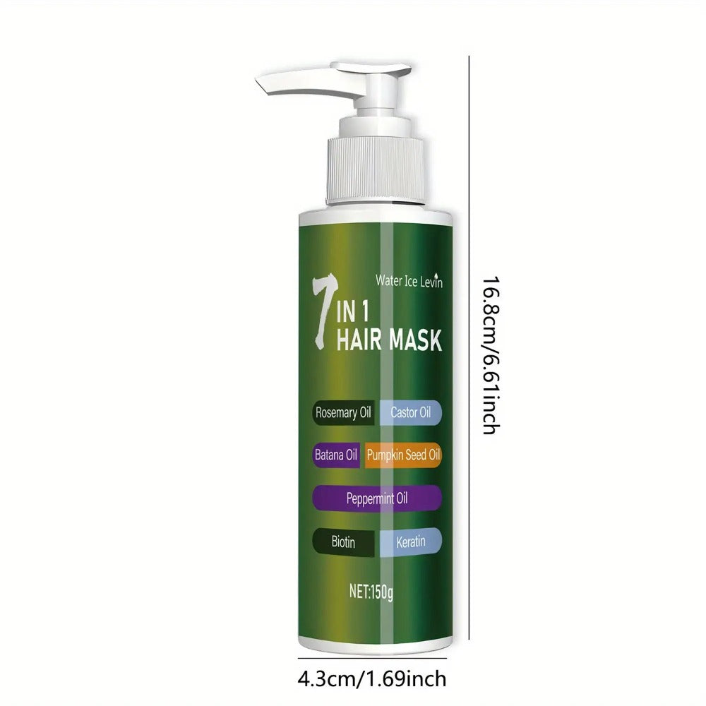 Deep Conditioning Hair Mask 7-in-1 with Rosemary Oil, Castor Oil & Biotin Keratin – Prevents Breakage, Softens Dry Hair | 150g Water Ice Levin Formula