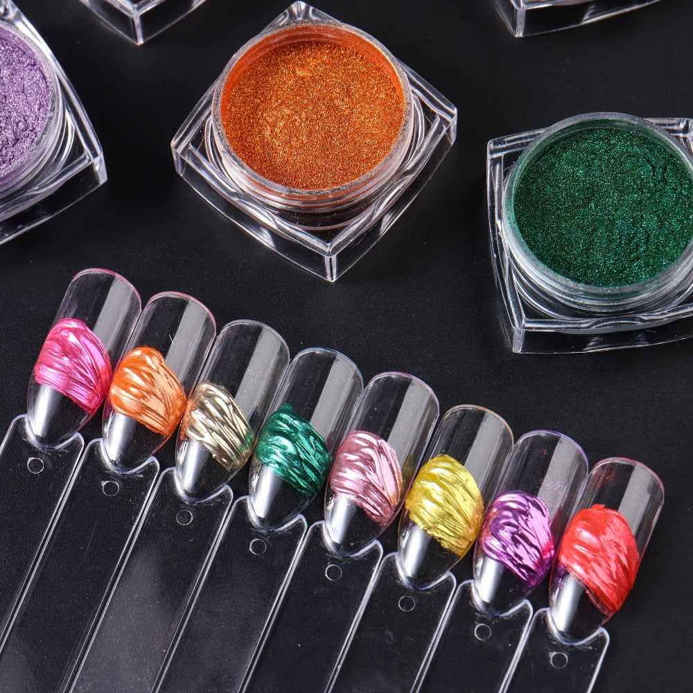 36pcs Chrome Nail Powder, Metallic Chrome Nail Powder Set, Metallic Mirror Nail Powder Set, Nail Art Glitter Decoration Metallic Mirror Effect Holographic Powder 1G/Jar Pearl for Resin Craft And Nail Art Manicure Additions