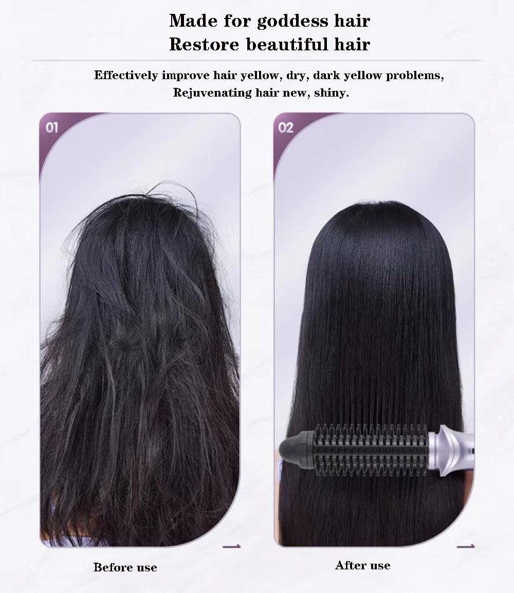 Heated Curling Brush with a Thermal Design, Comb, Ceramic Curling Iron, Volumizing Round Brush, And a Travel-Friendly Hair Curler