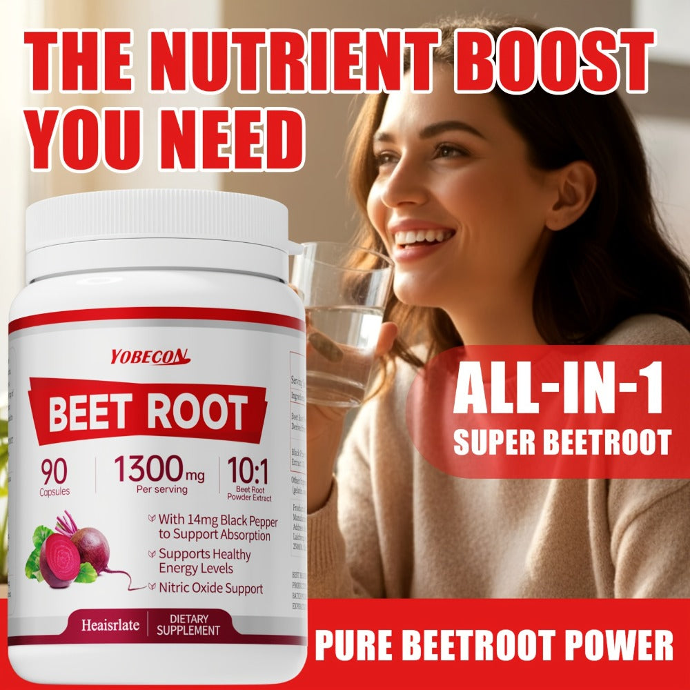 [Natural Nitric Oxide] 1/2/3 Bottles Beet Root Capsules-1300Mg High Strength Per Serving-Plant-Based Formula for Blood Flow, Intestinal Digestion, & Circulation Support-Local Warehouse Vitamins And Supplements, Vegetarian Capsules