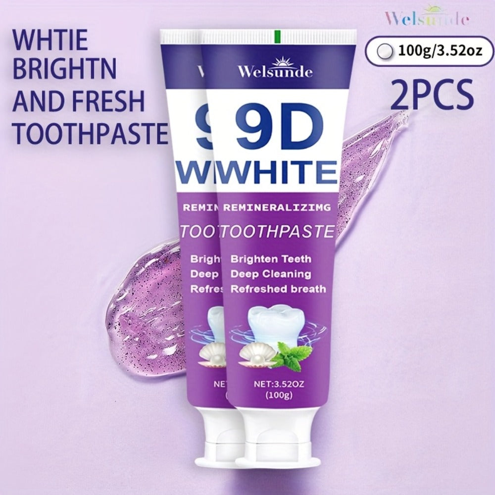 2pcs Teeth Purple Toothpaste for Deep Cleaning And Brighter Smile - Hydroxyapatite European Formula, Quickly Freshens Breath, Mint Flavor, Gentle on Gums, Travel-Size 100G/3.52Oz X 2, Ideal Oral Hygiene Gift for Women And Men - Local Warehouse
