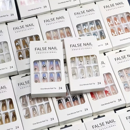 Press On Nails 576 Pieces Mega Set - Assorted Fake Nails Square Almond Oval Ballerina Shapes | Short Medium Long Lengths, Glossy Removable False Nails for Women Girls, Mix & Match Nail Designs