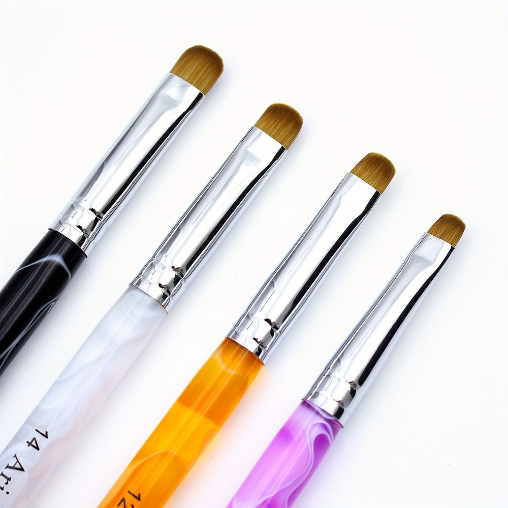 Aridito 4pcs Premium French Nail Art Brush & Dotting Tool - Professional Manicure Tool for Detailed Designs.(pink#10, Orange#12, White#14, Black#16), Salon Essentials, Precision Brushes, Fine Tip Brushes, Smooth Application, Nylon Bristles, Beauty
