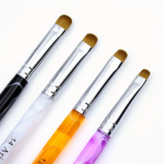 Aridito 4pcs Premium French Nail Art Brush & Dotting Tool - Professional Manicure Tool for Detailed Designs.(pink#10, Orange#12, White#14, Black#16), Salon Essentials, Precision Brushes, Fine Tip Brushes, Smooth Application, Nylon Bristles, Beauty