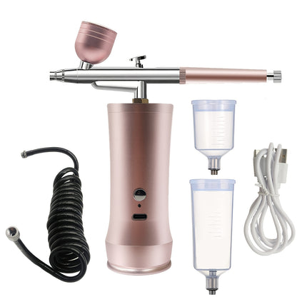 Cordless Airbrush Kit with Compressor Rechargeable Portable Handheld Air Brush Gun 3-Gear Pressure 3 Cup Sizes for Nail Art Makeup Model Painting Cake Decor Graffiti