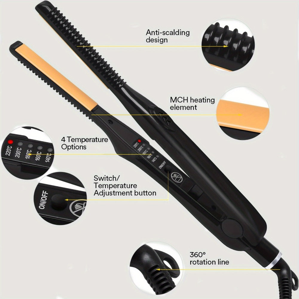 2-In-1 Hair Straightener Curling Iron, 4 Modes Adjustable - Fast Crimper Hair Tool, Root Crimper for Professional Salon, Wavy Hairstyle Hair Tools Holiday Gifts