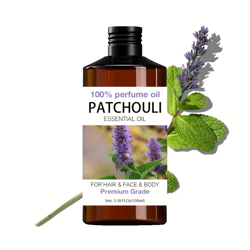 100% Pure Premium Grade Patchouli Essential Oil 3.38oz/3.38Fl. Oz - Moisturizing for Hair, Nails, Light Beige, Massage - for Meditation And Dry Light Beige Care, Massage Oil, Hair Moisturizer, ' Gift, Perfect Christmas Gift