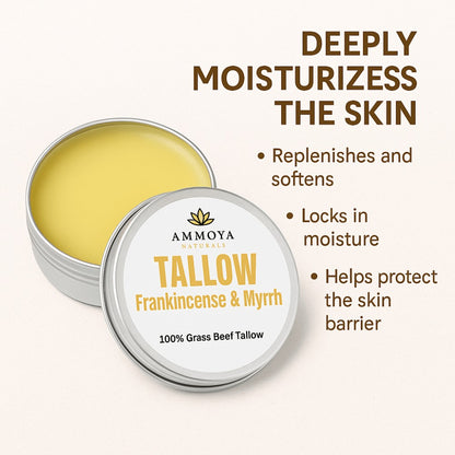 Tallow Balm Grass-Fed Moisturizer Natural Handcrafted Skin Balm for Dry Skin Hands Legs Body 3 Scents Chamomile Rose Honey Frankincense Myrrh Nourishing Whipped Tallow Skin Care Balm Unisex