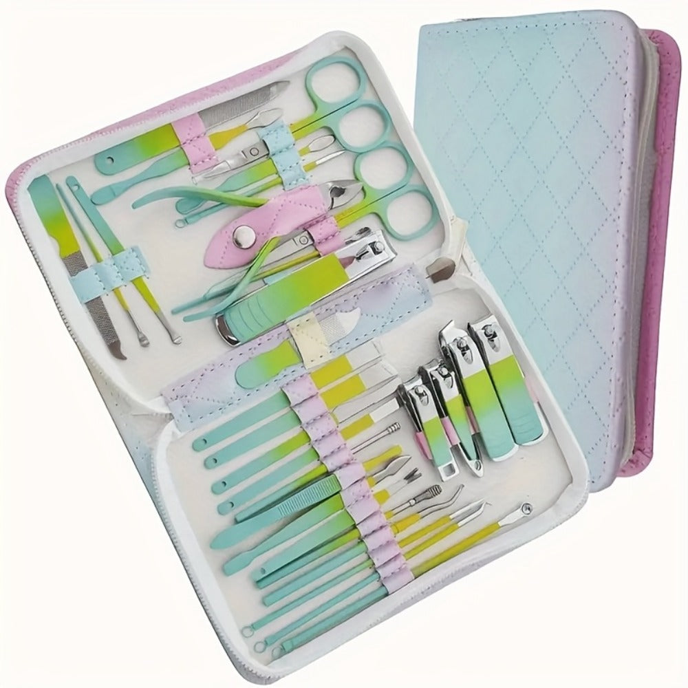 30pcs Nail Clipper Set, Men'S And Women'S Toe Clippers, Personal Care Tools, Nail And Foot Tool Beauty Kit, Gift For Men'S And Women'S Family And Friends, Comes With Portable Travel Box (Gradient)