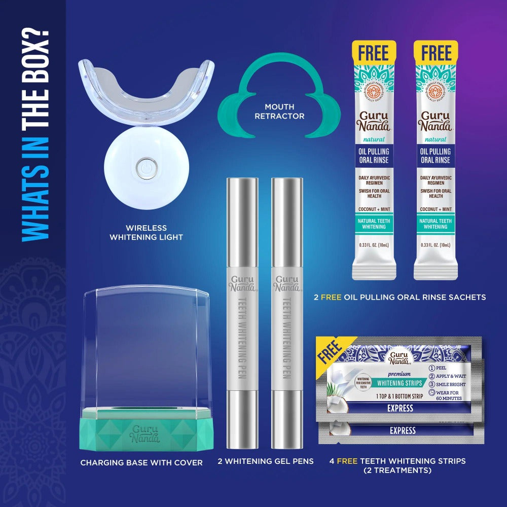 Teeth Whitening Kit with LED Light — Wireless 16-LED Blue Light, Whitening Gel Pen, 40 Treatments, Removes Coffee & Food Stains for a Brighter Smile at Home