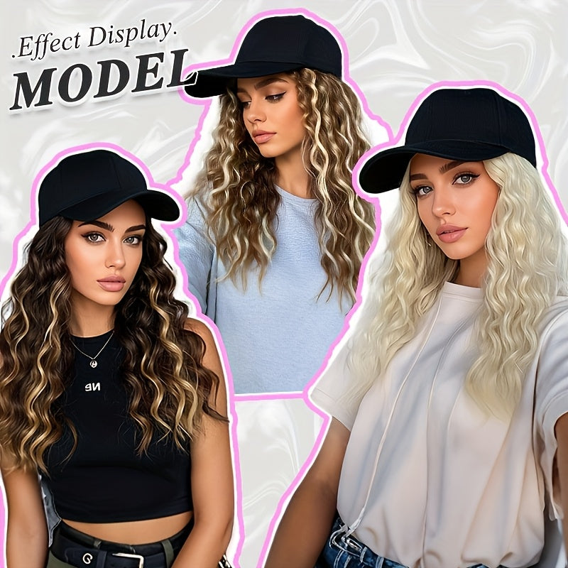 Heat-resistant Women's Black Synthetic Wig - Long Curly Wavy Hair Extensions with Adjustable Baseball Cap, Cosplay, Weddings, And Filming - Natural Volume And Elastic Net Base Ensure A Secure Hair Colors And Occasions, Cosplay Accessories