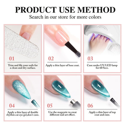 Cat Eye Gel Nail Polish – Ice Clear Nude Shimmer, Long-Lasting Quick-Dry Glossy Finish, No Residue Fragrance-Free Formula for Salon & Home Manicure & Pedicure