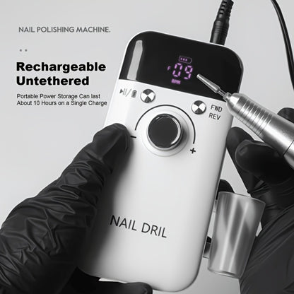 Professional Nail Drill 45000 RPM Rechargeable Electric Nail File Kit Low Noise with Drill Bits & Sanding Bands Manicure Pedicure Polishing Set for Salon Home
