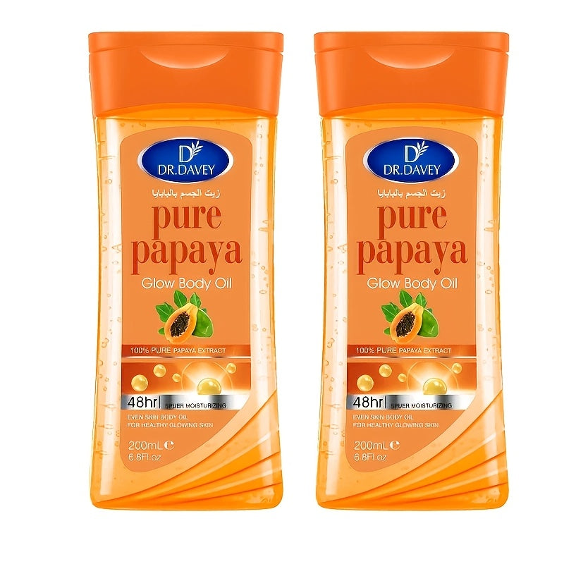Papaya Brightening Glow Oil 2pcs Multi-Use Non-Greasy Fast-Absorbing Moisturizing Body Oil for Skin Hair Nails Scalp Care All Skin Types Mother's Day Gift
